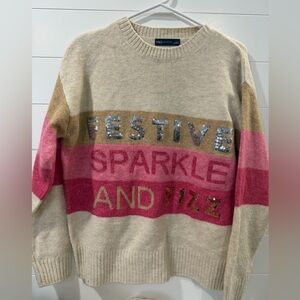 Marks & Spencer M&S Festive Sparkle and Fizz sequin  Sweater-pink / tan - S
